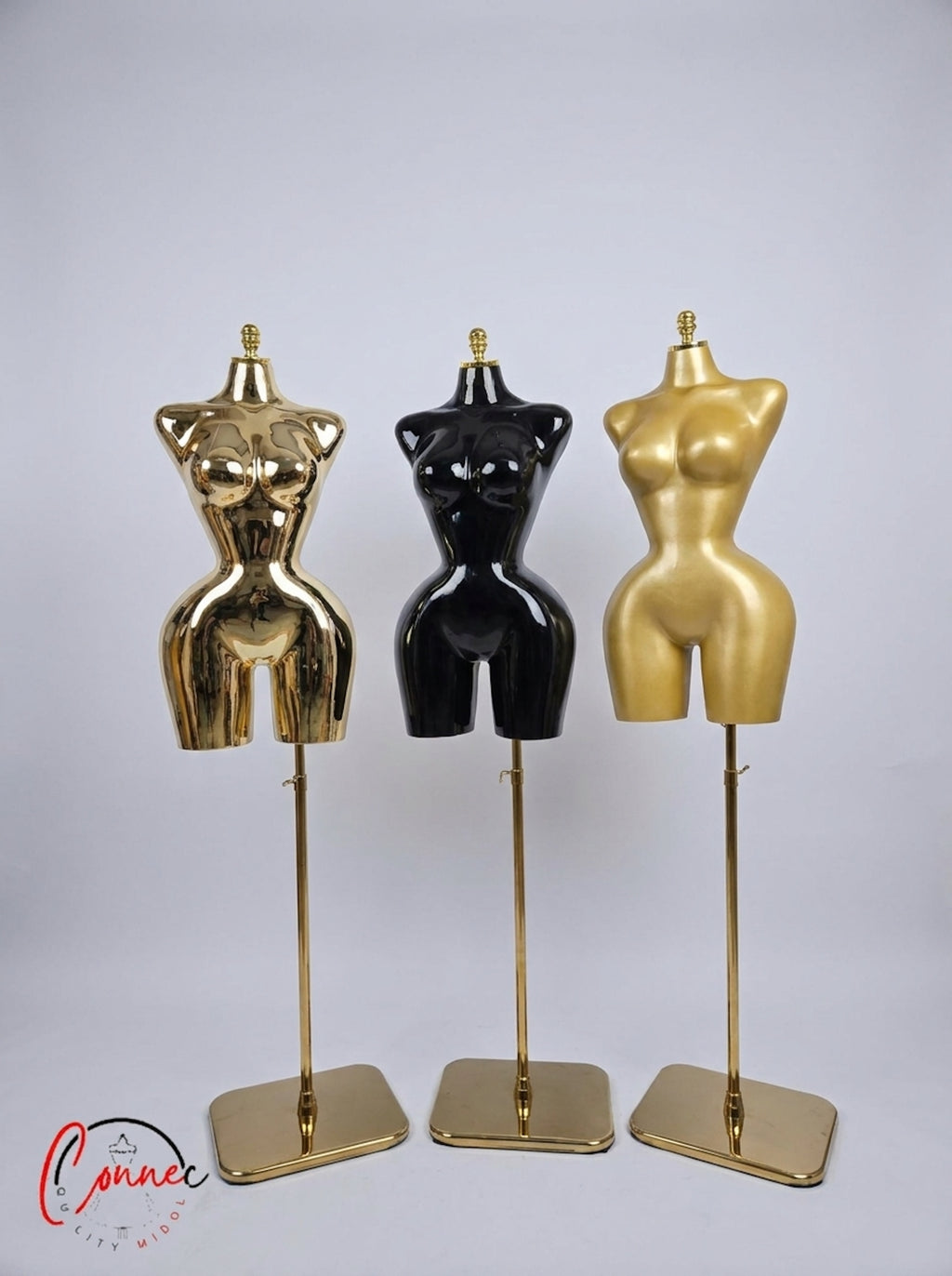 Luxury Female Torso Mannequin with Adjustable Gold Stand – Hourglass Edition