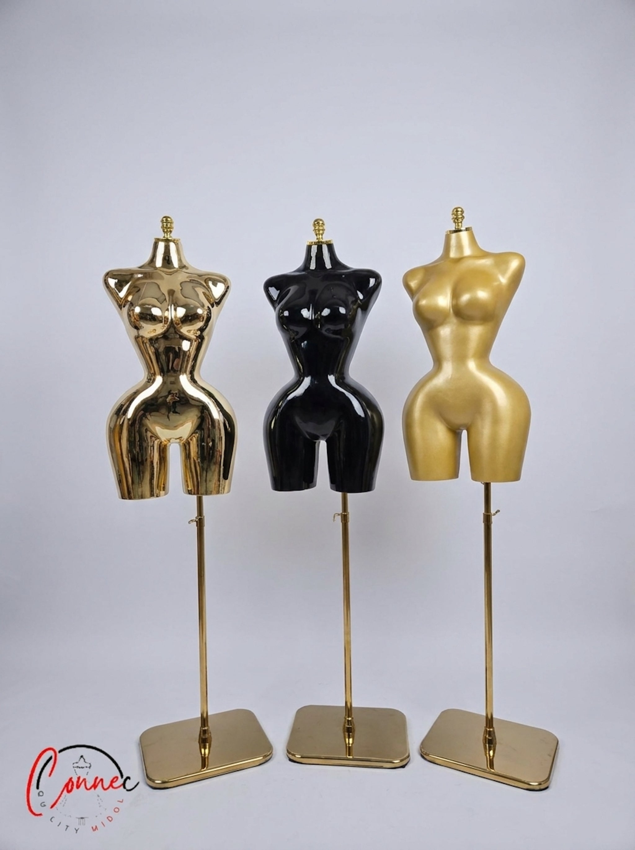 Luxury Female Torso Mannequin with Adjustable Gold Stand – Hourglass Edition