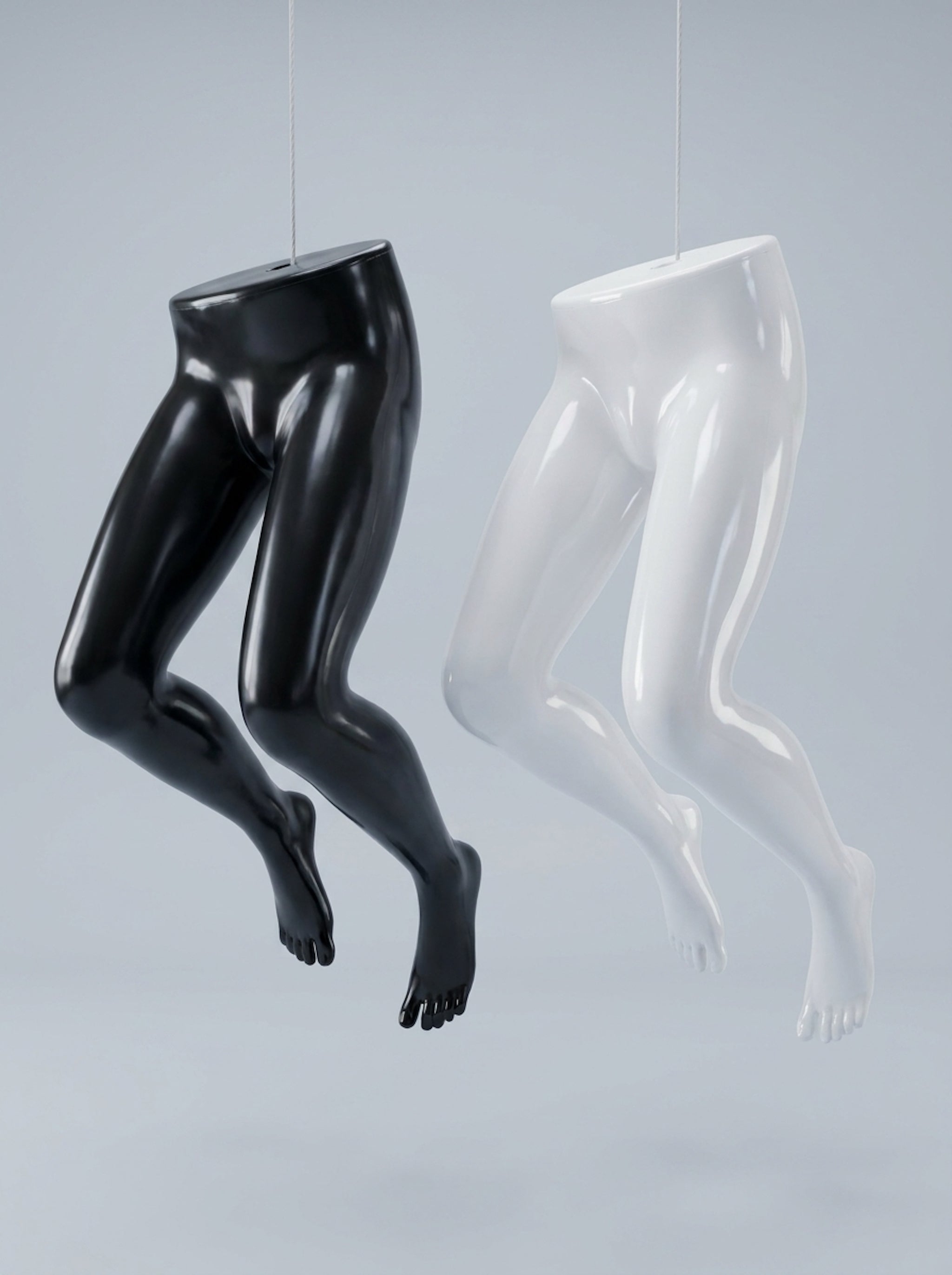 Unisex Lower-Body High-Gloss Hanging Display Mannequins (Male & Female Forms)