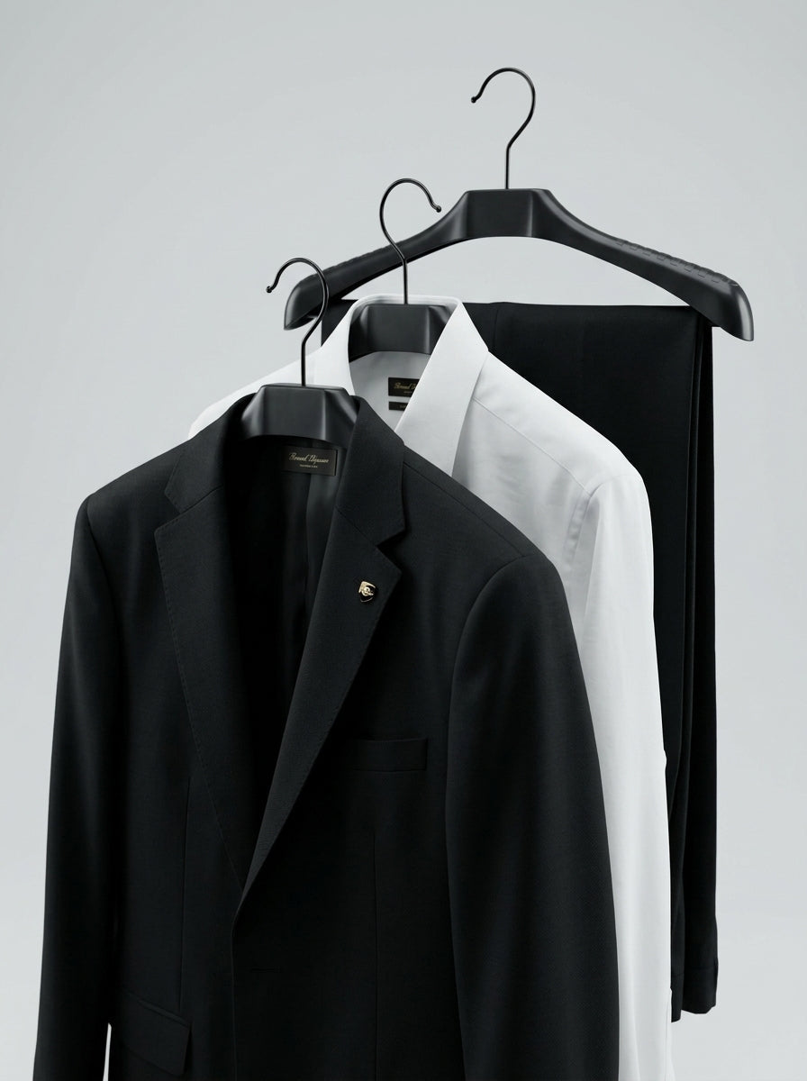 Heavy-Duty Black Coat Hangers - Set of 12