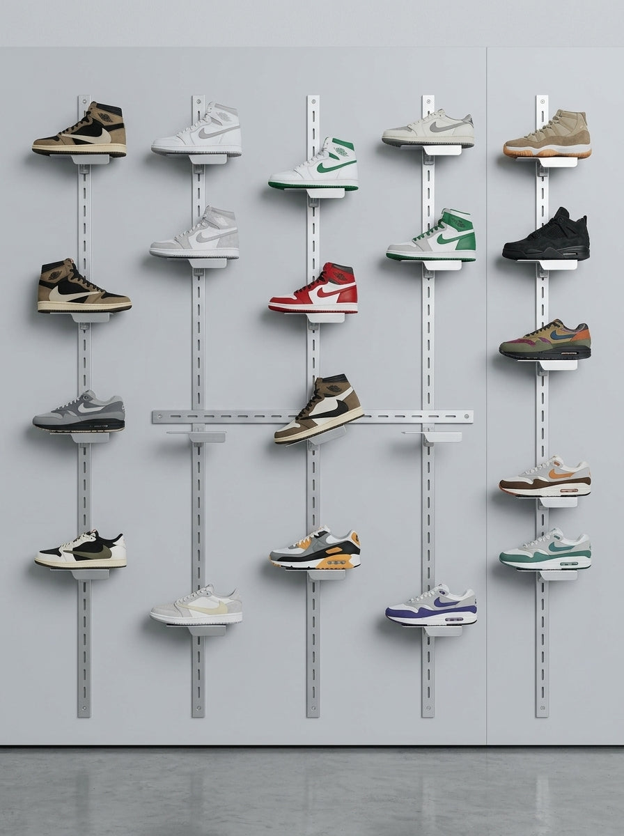 Wall-Mounted Shoe Display Rail System (12pcs)