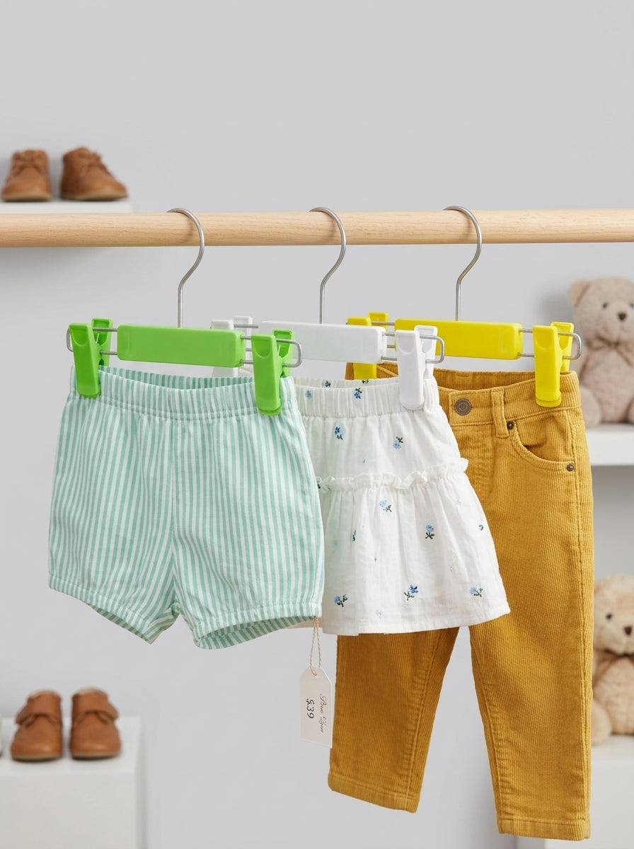 Kids Clip Hangers – Pack of 12 (Mix & Match Colors)