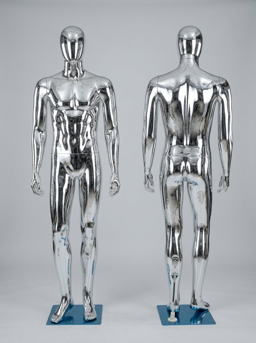 Chrome Male Display Mannequins (Front & Back Set)