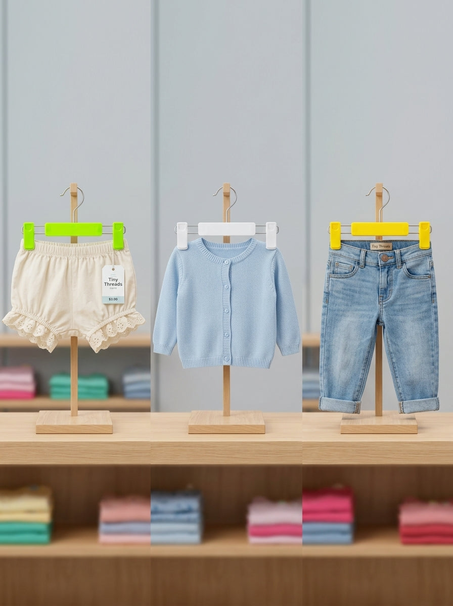 Kids Clip Hangers – Pack of 12 (Mix & Match Colors)
