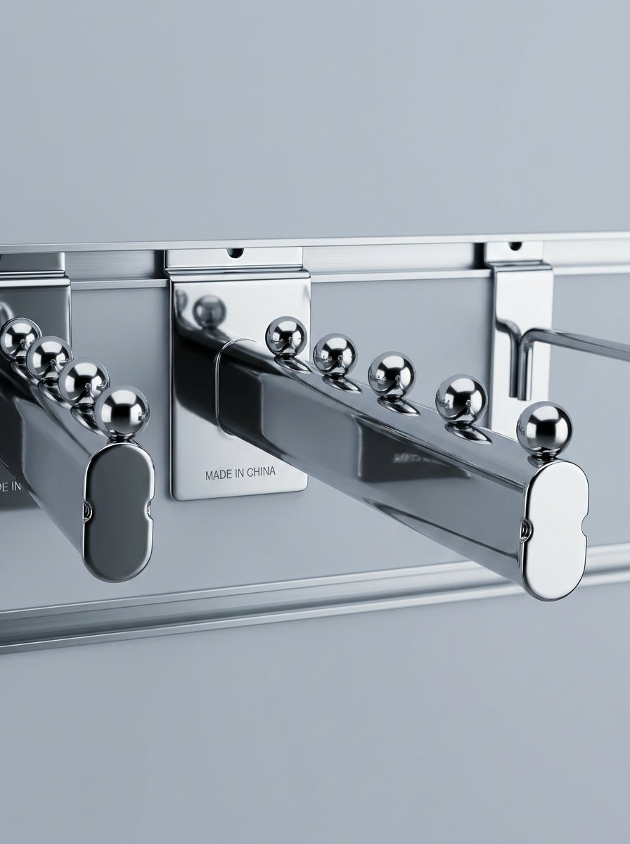 Premium Chrome Wall-Mount Racks – Slatwall Panel Mount
