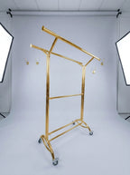 Gold heavy-tube double-rail garment rack – photo 4