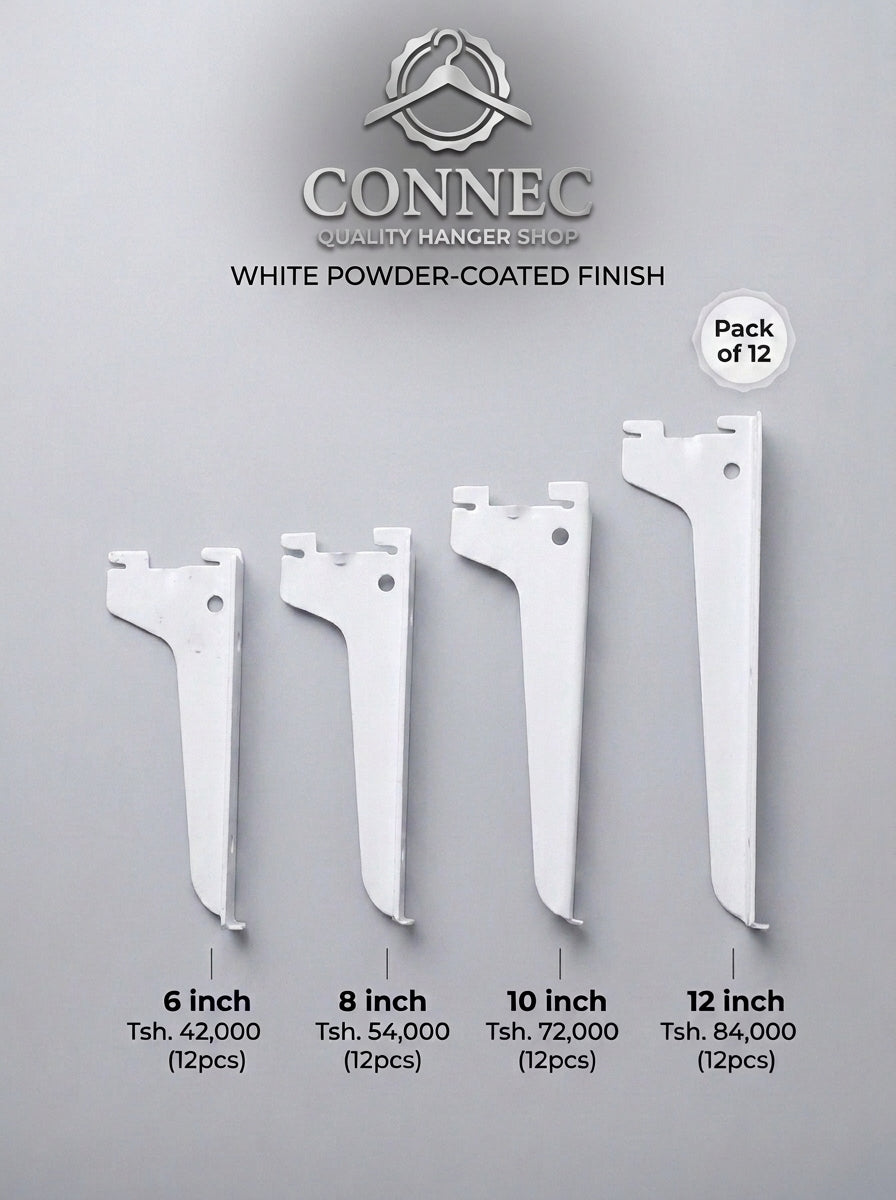 White Metal Shelf Brackets (Pack of 12)