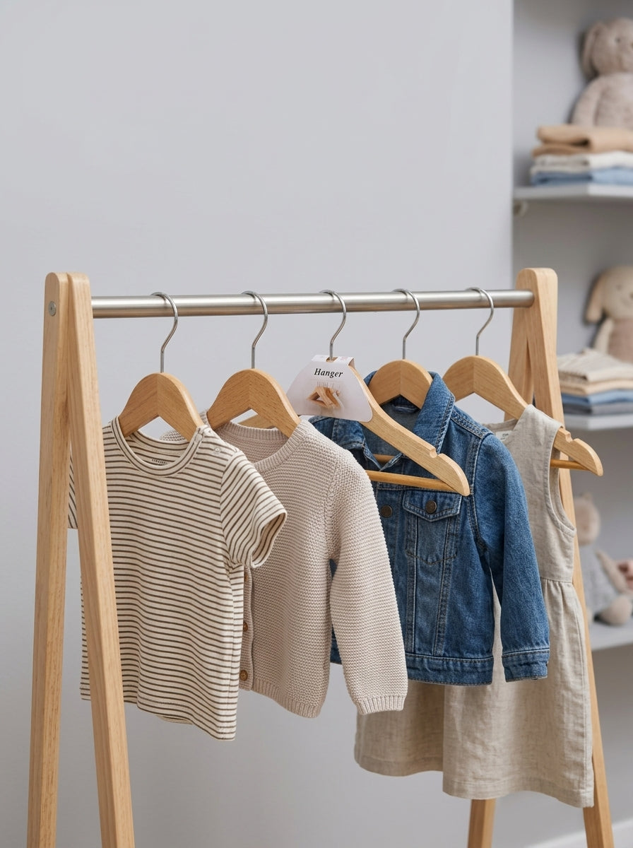 Premium Eco-Friendly Wooden Kids' Hanger Set (12pcs)