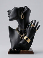 Abstract Face & Hand Bust Mannequin – Matte Black Jewelry Display