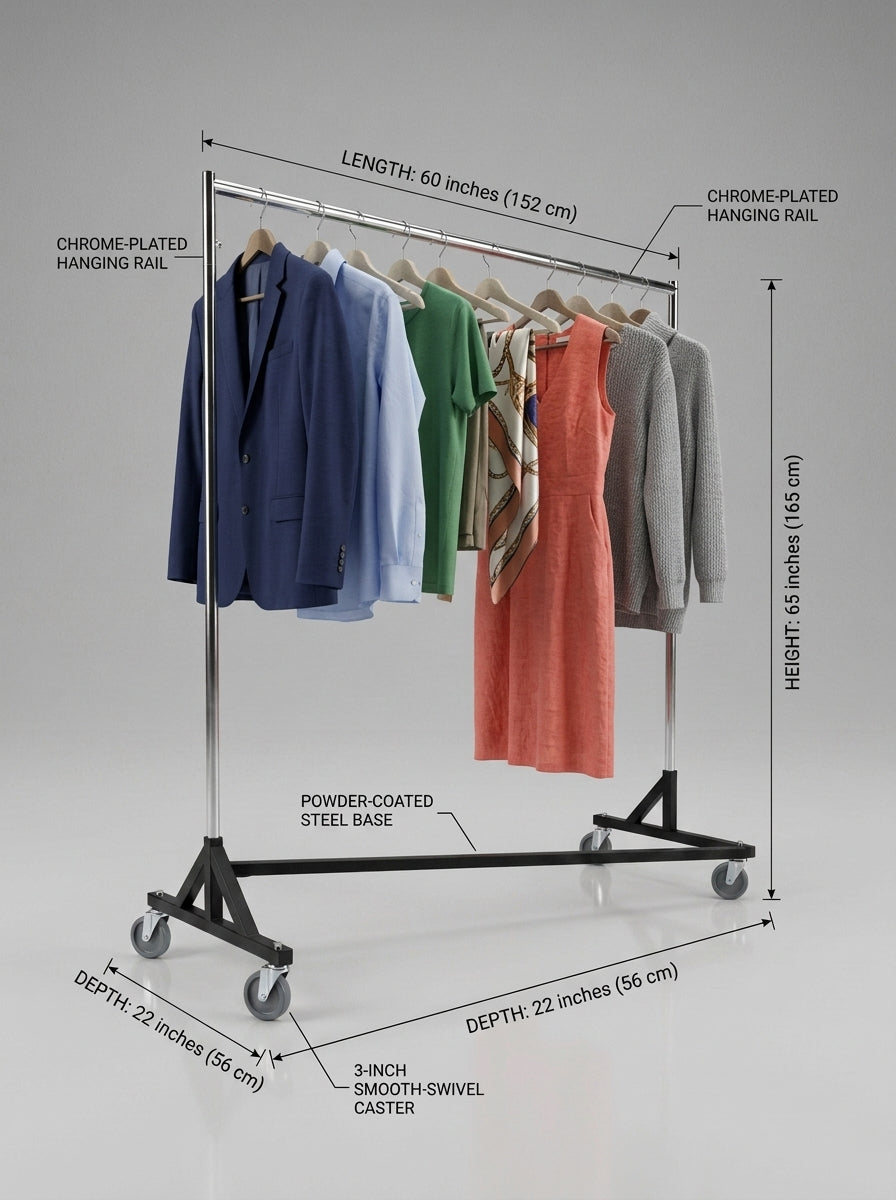 Z-Rack Heavy-Duty Garment Rail with Chrome Hanging Bar