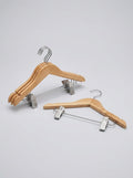 Kids' Premium Wooden Hanger Set (12pcs) – Natural Wood with Metal Clips