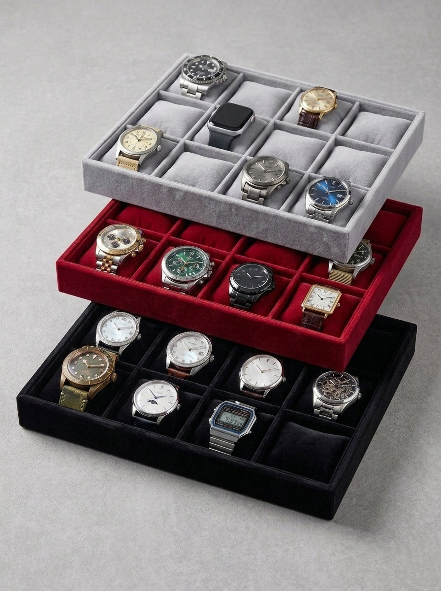 Velvet Watch Display Tray – 12-Slot