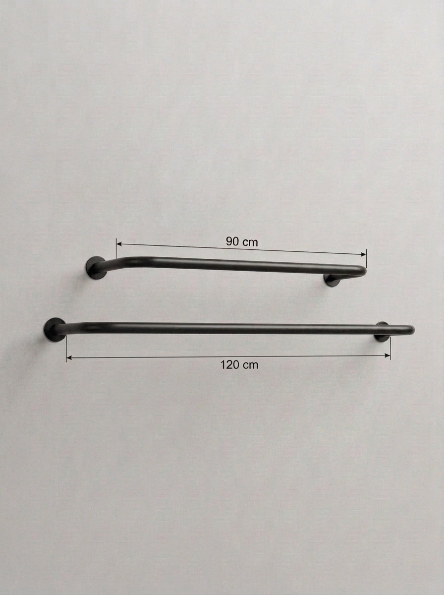 Wide Handle Wall-Mounted Clothing Rail – Matte Black