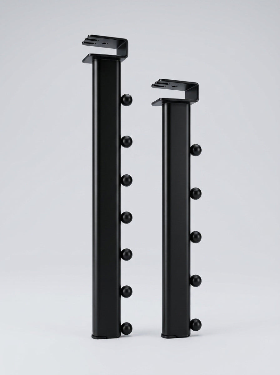 Premium Ball Waterfall Hooks – Forward-Angled Arm (Crossbar Top-Hook Mount)
