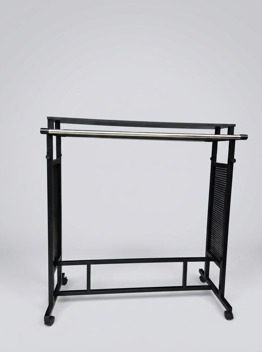 Adjustable Double Rail Garment Display Rack with Perforated Panels