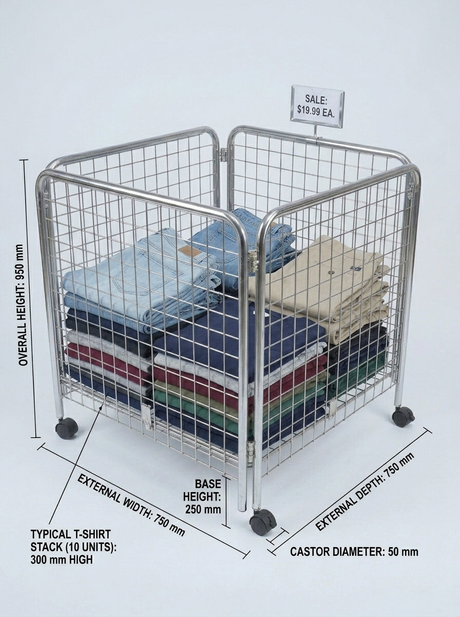 Folding Wire Merchandising Display Bin