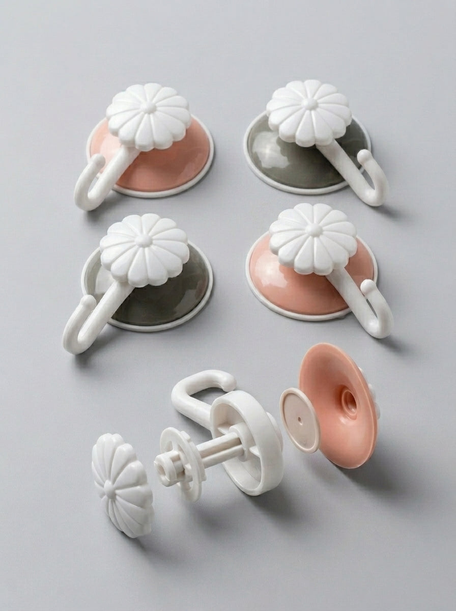 Huali Flower Suction Cup Hooks (4-Pack / 2 Pairs)
