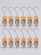 Mini Wooden Clip Hanger with S-Hook (12pcs)