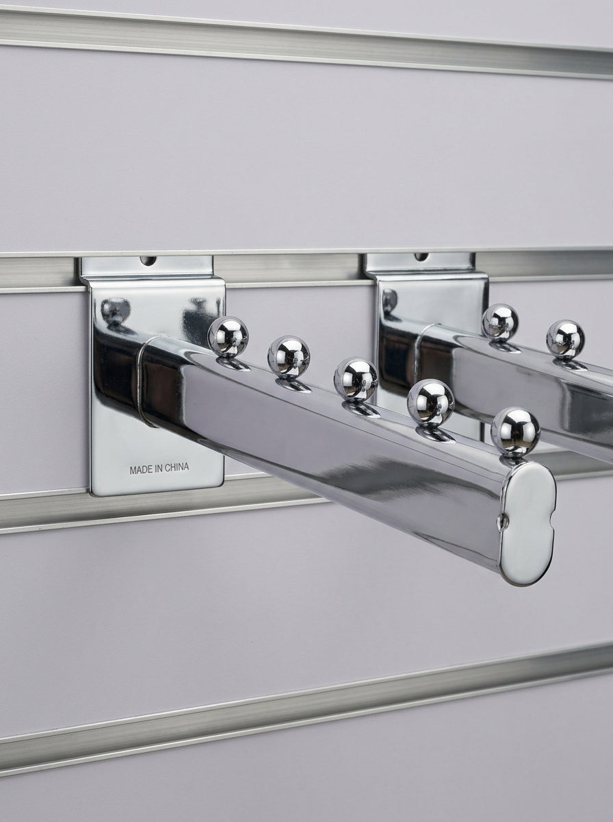 Premium Chrome Wall-Mount Racks – Slatwall Panel Mount
