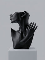 Abstract Face & Hand Bust Mannequin – Matte Black Jewelry Display