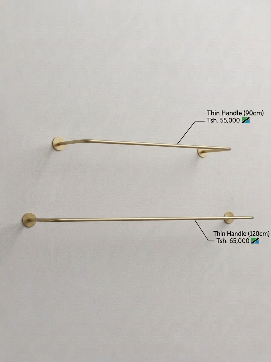 Thin Handle Wall-Mounted Clothing Rail – Gold/Brass