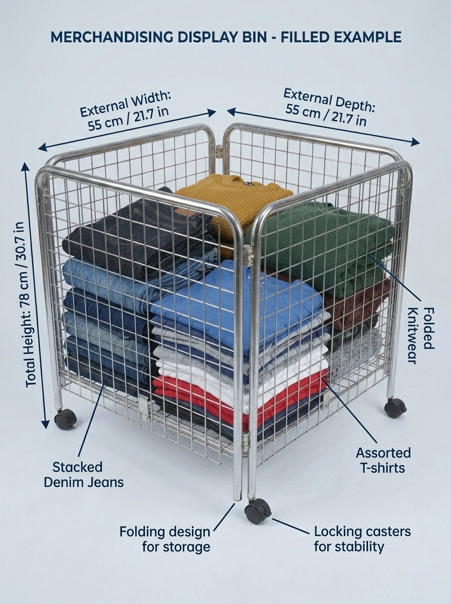 Folding Wire Merchandising Display Bin