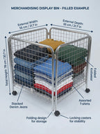 Folding Wire Merchandising Display Bin
