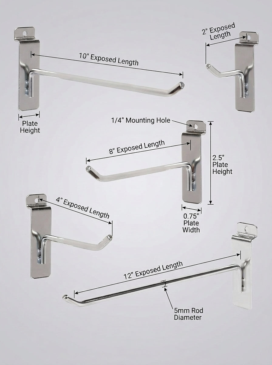 Premium Chrome Slatwall Display Hooks