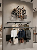 Wide Handle Wall-Mounted Clothing Rail – Matte Black