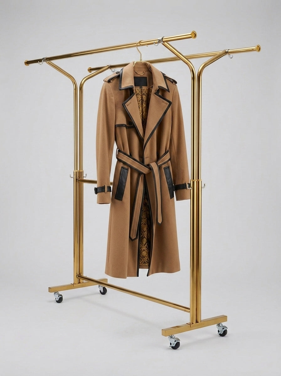 Gold Double-Rail Garment Rack