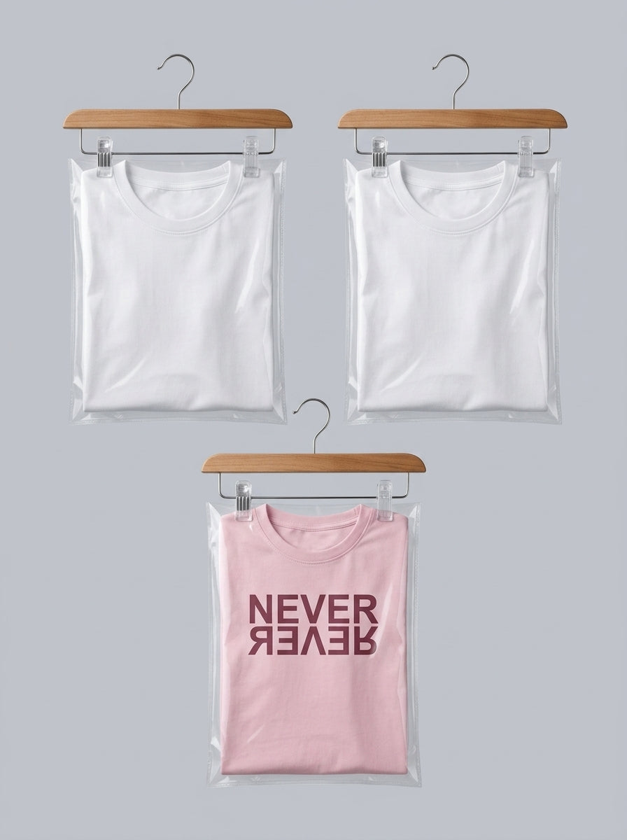 Clear Plastic Garment Packaging Bags (Hangable, 100pcs)