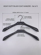 Heavy-Duty Black Coat Hangers - Set of 12