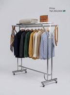 Double Rail Chrome Garment Display Rack