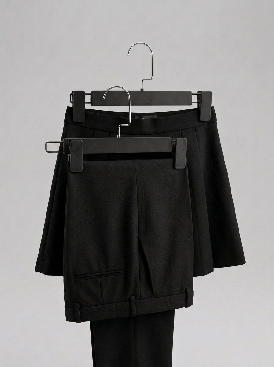 Black Plastic Clip Pants & Skirt Hangers (12pcs)