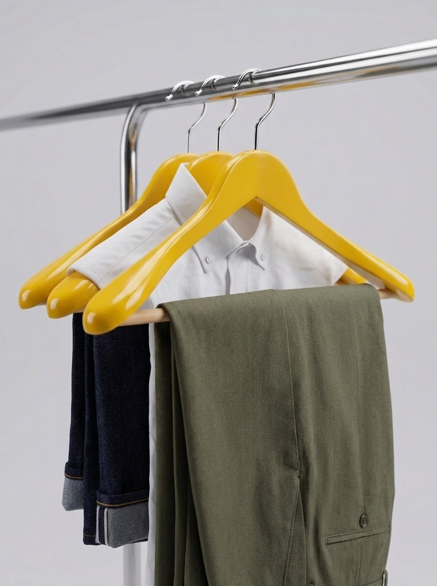 Yellow Wooden Coat Hangers (12pcs)
