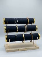 3-tier velvet T-bar display stand gold caps – photo 4