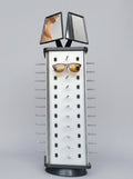 Rotating Eyewear Stand with Dual Mirror – White & Black