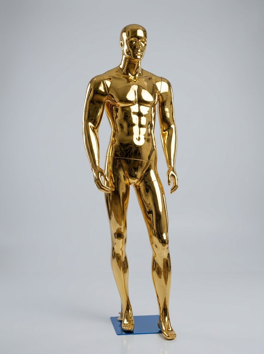 Gold Male Display Mannequin with Facial Features