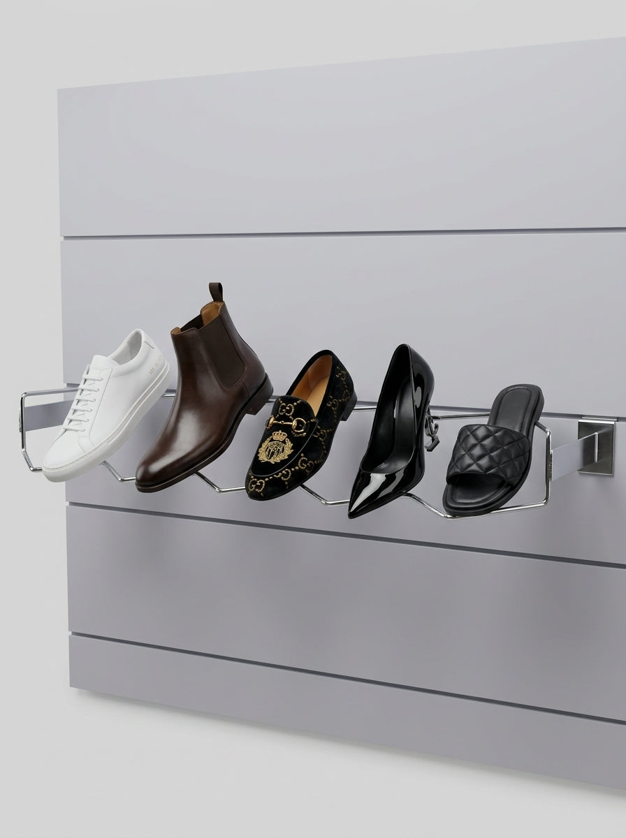 Chrome Zigzag Shoe Display Rack1