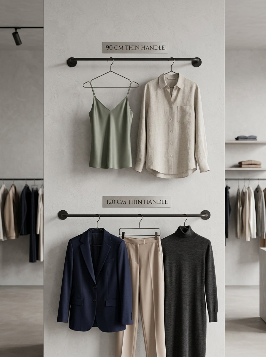 Wall-Mounted Thin Handle Clothing Rail