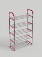 Pink & Stainless Steel 5-Tier Shoe Rack