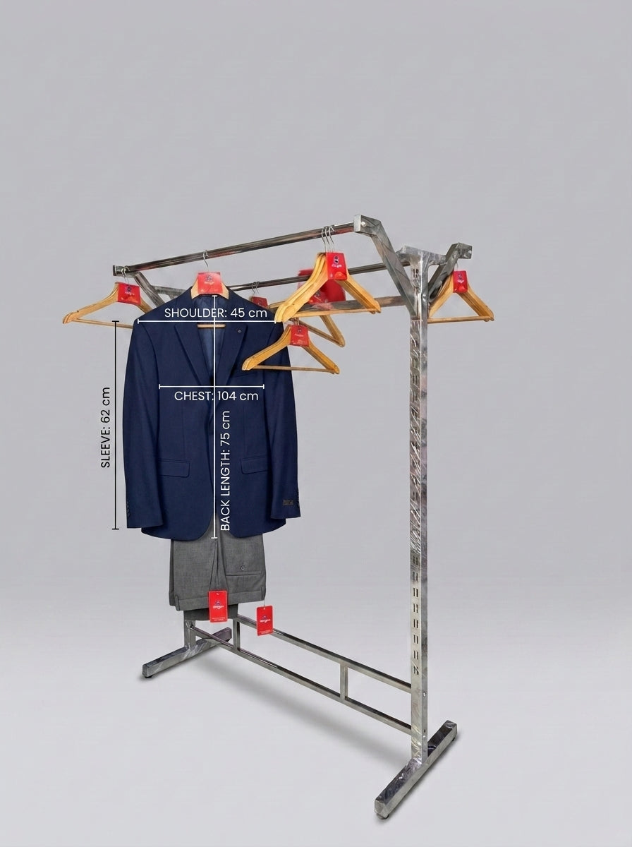 Chrome Double Rail Clothing Display Rack