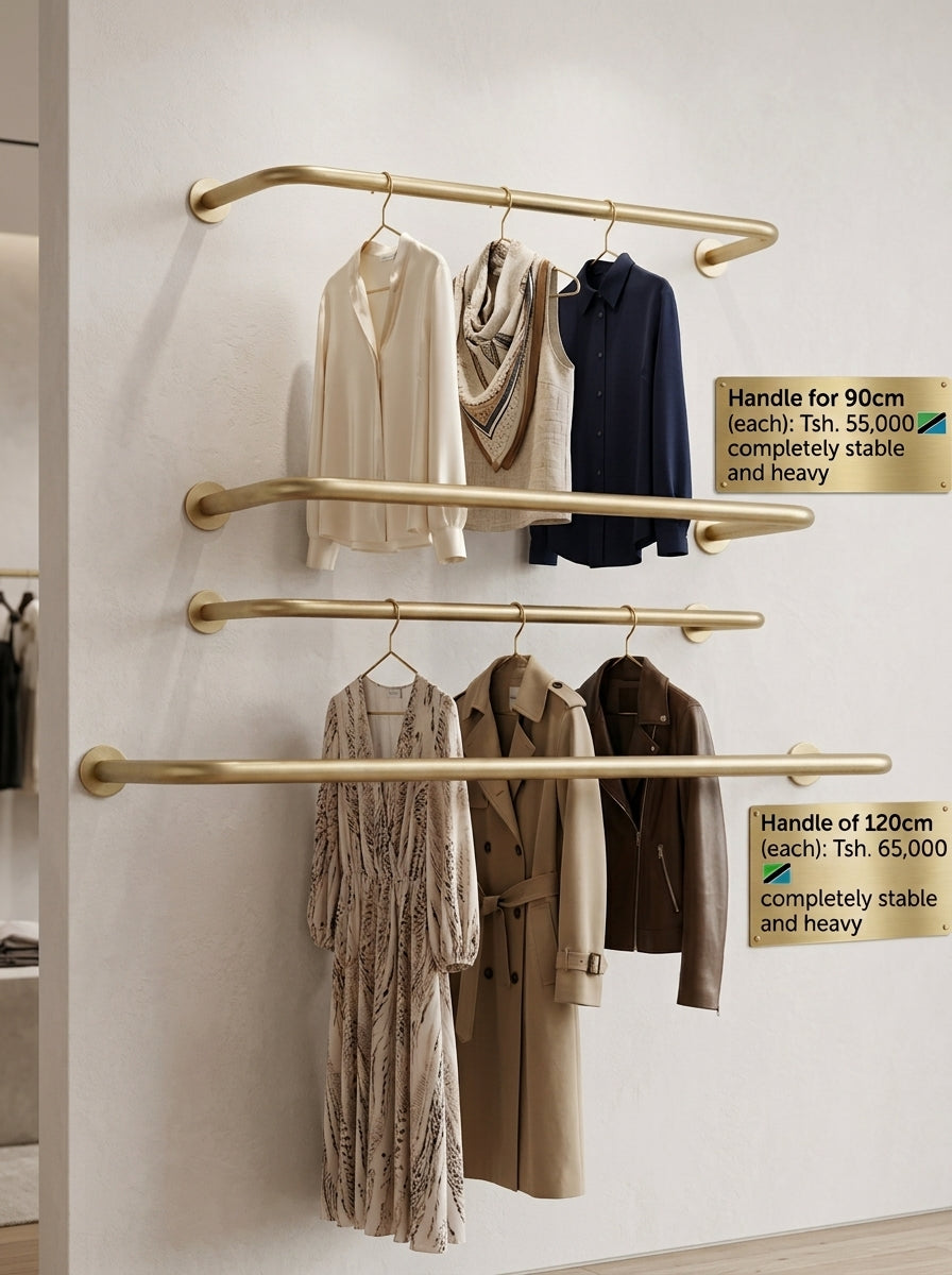 Hand-Forged Brass Wide Handle Wall-Mounted Clothing Rail