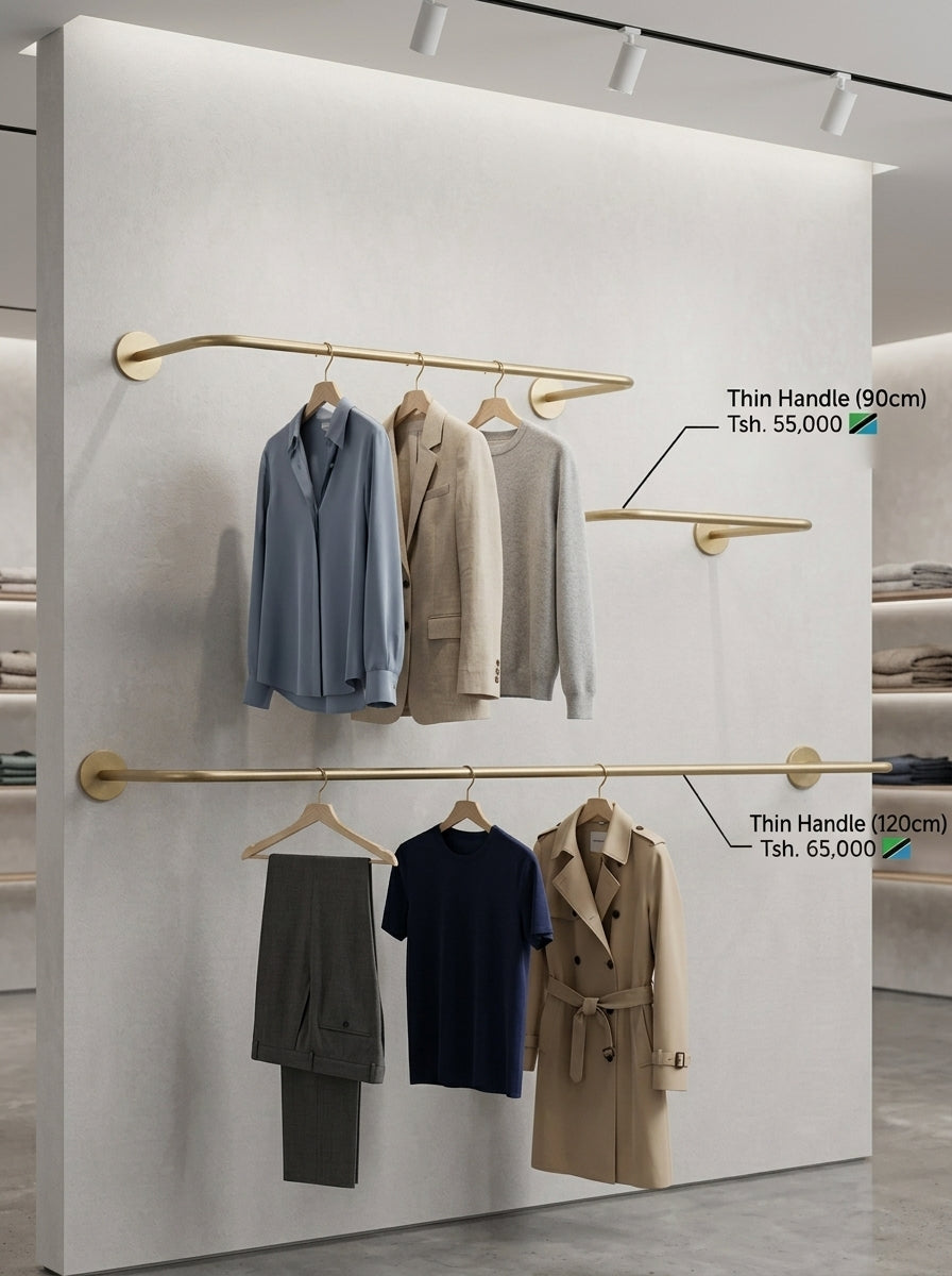 Thin Handle Wall-Mounted Clothing Rail – Gold/Brass