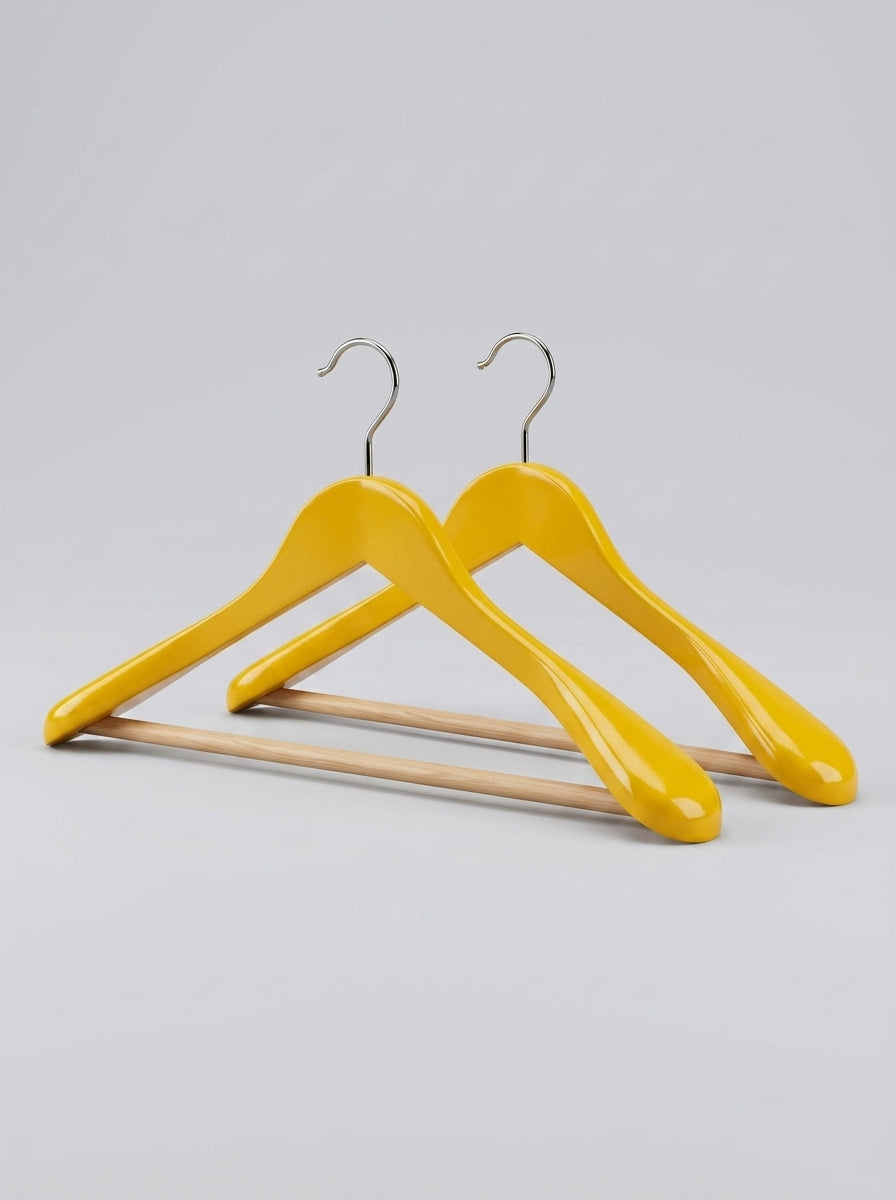 Yellow Wooden Coat Hangers (12pcs)