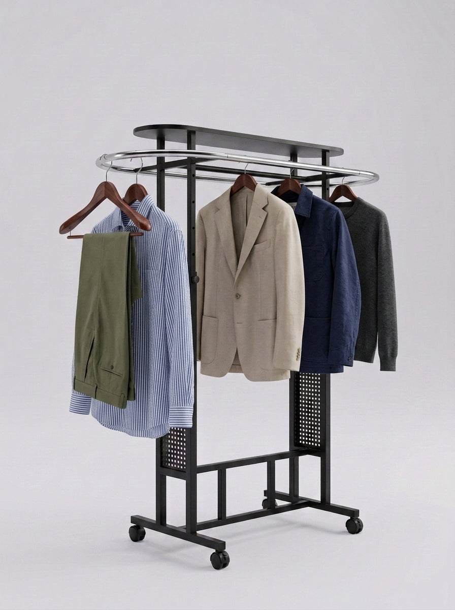 Double Rail Oval Garment Display Rack