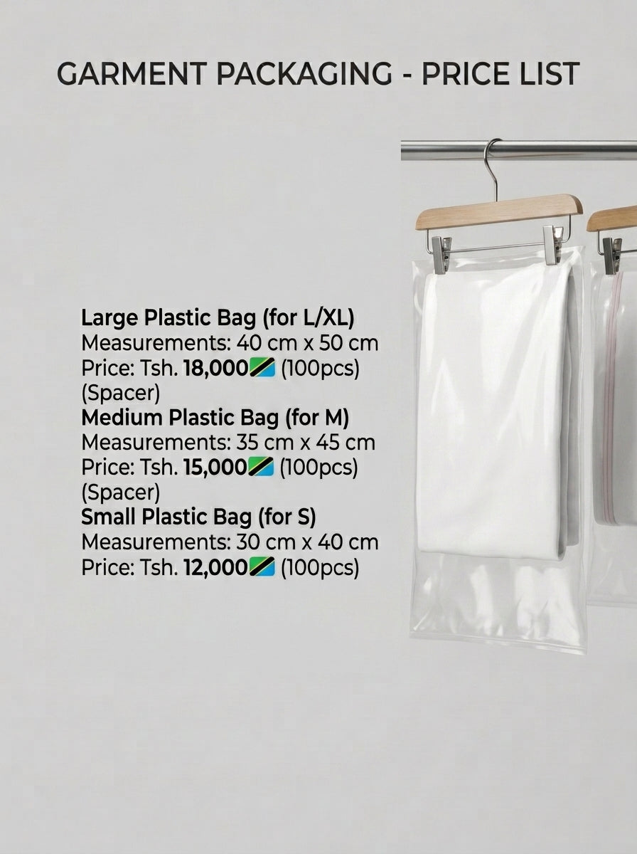 Clear Plastic Garment Packaging Bags (Hangable, 100pcs)