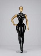 Connec High-Gloss Obsidian & Gold Chrome Female Mannequin (Curvy — Standing)