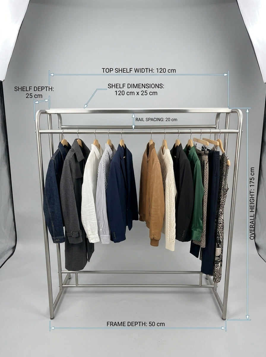 Double rail garment rack with top shelf – photo 2