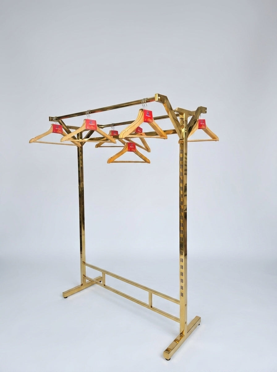 Gold Double Rail Clothing Display Rack